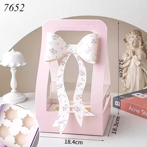Hộp Túi Nơ Hồng Cucake 4 Lỗ