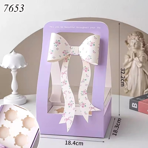 Hộp Túi Nơ Tím Cucake 4 Lỗ