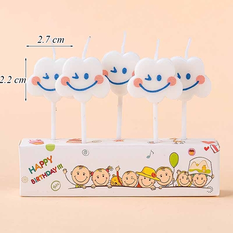 Vỉ 5 nến mây trắng mặt cười TQ