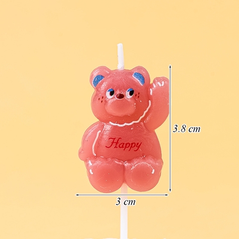 Vỉ 1 nến gấu happy hồng TQ