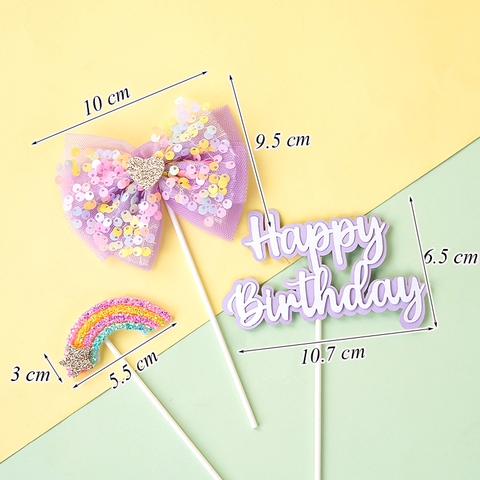 SCG-Set cắm nơ HPBD cầu vồng tím TQ