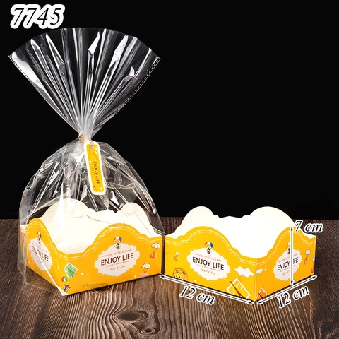 25 Túi nilon đế vuông thành thấp Enjoy Life VÀNG 12*12*6.7