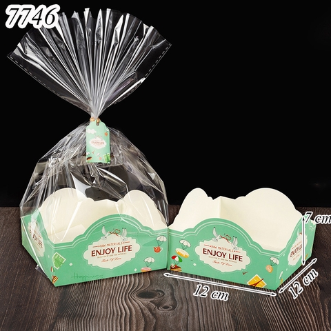 25 Túi nilon đế vuông thành thấp Enjoy Life XANH 12*12*6.7
