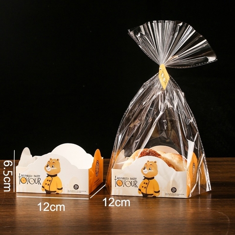 25 Túi nilon đế vuông thành thấp GẤU VÀNG 12*12*6.7