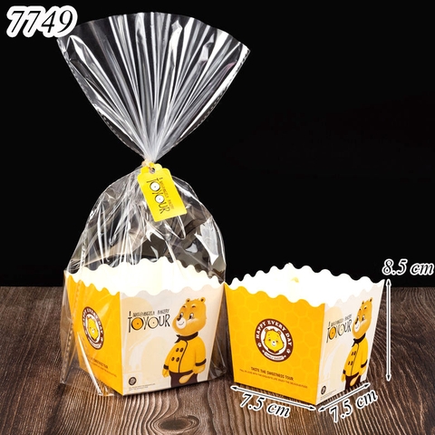 25 Túi nilon đế vuông thành cao GẤU VÀNG 7.5*7.5*8.5