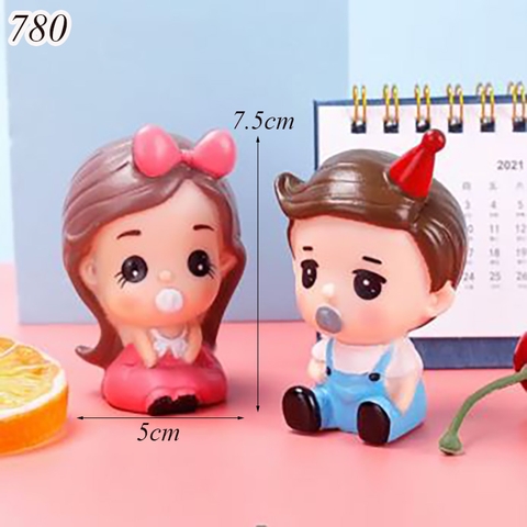 Tượng - Cặp đôi em bé xanh hồng nơ sừng