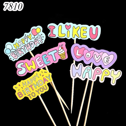 SCG-10 Set cắm 6 thẻ chữ HPBD, SWEET LOVE  TQ
