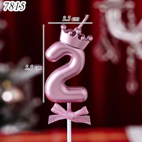 Nến số 2 vương miện hồng