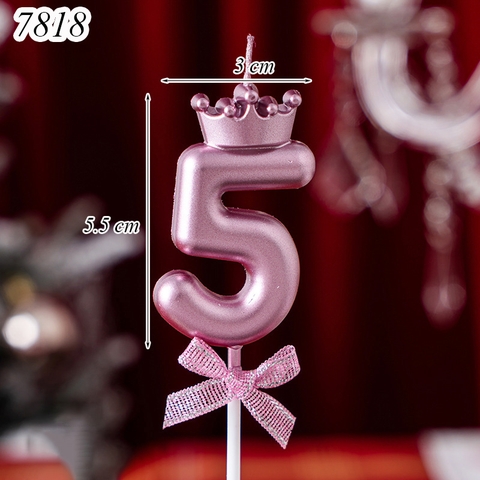 Nến số 5 vương miện hồng