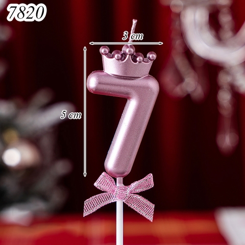 Nến số 7 vương miện hồng