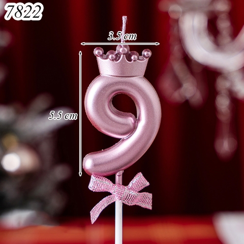 Nến số 9 vương miện hồng