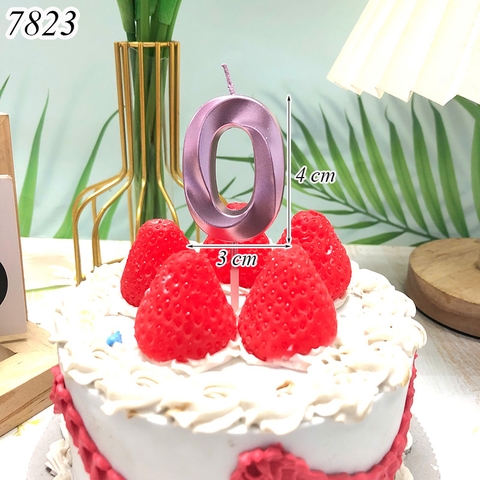 Nến số nhũ hồng 3D số 0