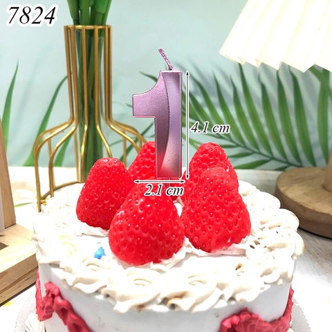 Nến số nhũ hồng 3D số 1