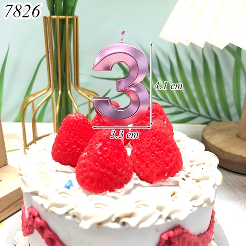 Nến số nhũ hồng 3D số 3