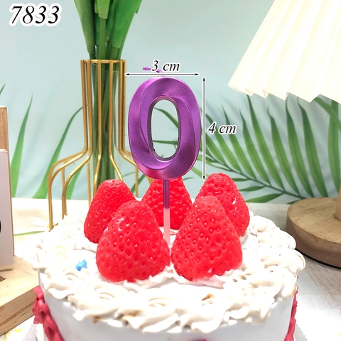 Nến số nhũ tím sen 3D số 0