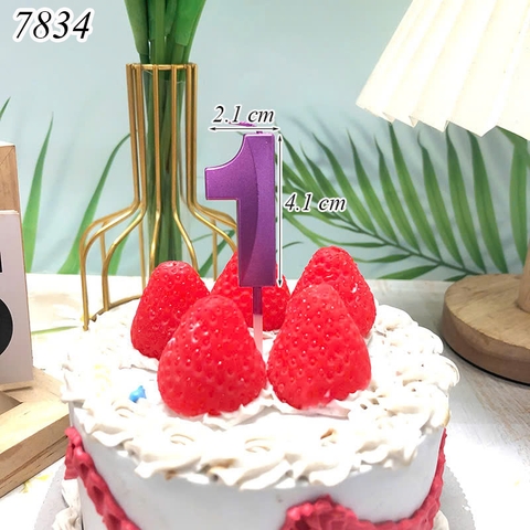 Nến số nhũ tím sen 3D số 1
