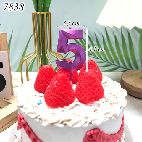 Nến số nhũ tím sen 3D số 5
