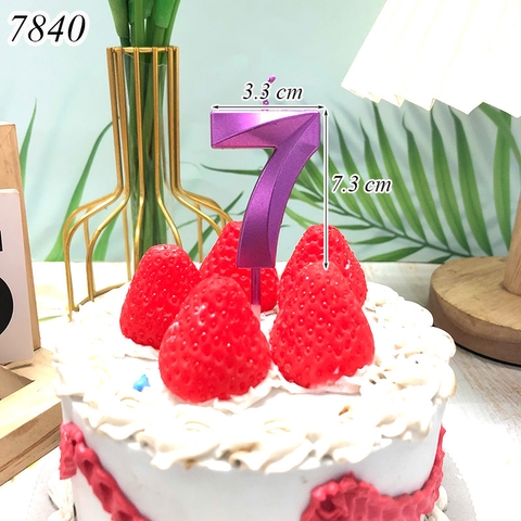 Nến số nhũ tím sen 3D số 7