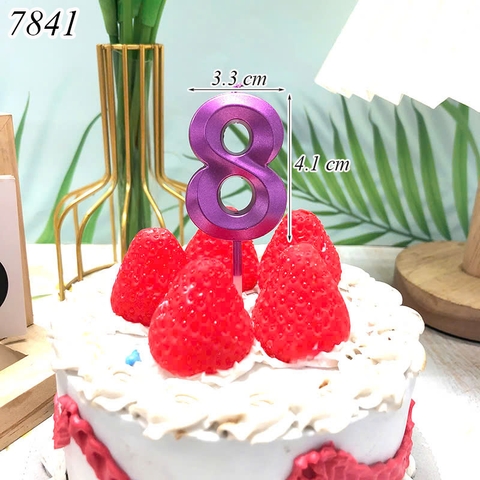 Nến số nhũ tím sen 3D số 8