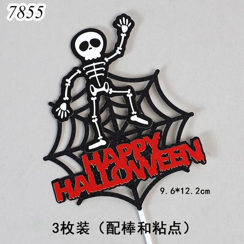 SCG-Set 3 thẻ  cắm Halloween Mạng Nhện Xương TQ