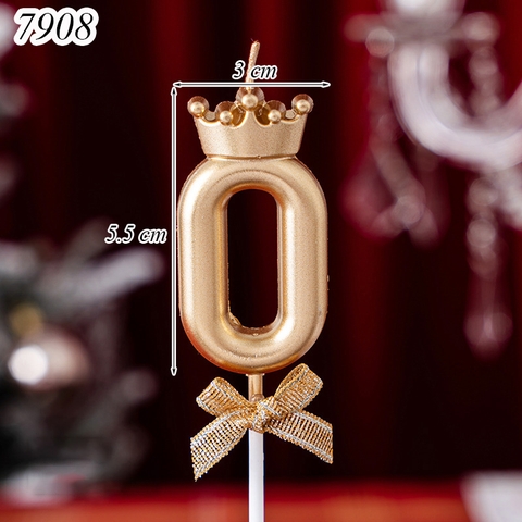 Nến số 0 vương miện vàng đồng