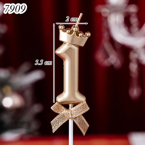 Nến số 1 vương miện vàng đồng