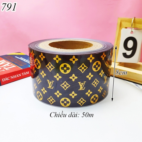 Cuộn mica quấn thành bánh họa tiết nâu 8cm