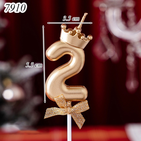 Nến số 2 vương miện vàng đồng