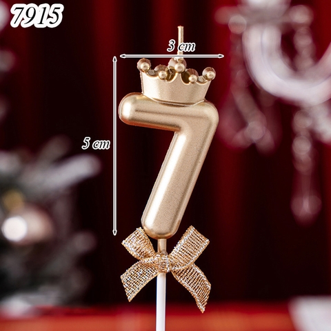 Nến số 7 vương miện vàng đồng