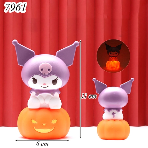 Tượng Kuromi Tím + Đèn Led Bí Ngô