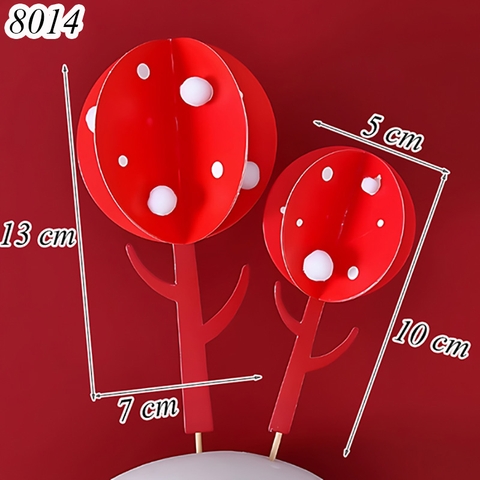 SCG-Set cắm cây đỏ lá tròn 3 chiều TQ (que cắm rời)