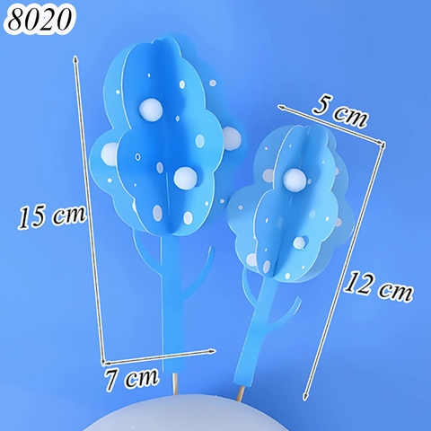 SCG-Set cắm cây xanh dương lá phong 3 chiều TQ (que cắm rời)
