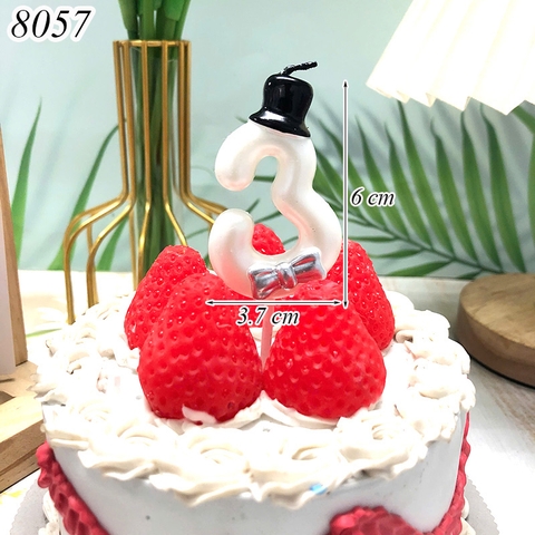 Nến số 3 Trắng mũ đen TQ