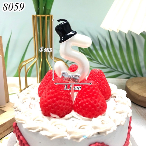 Nến số 5 Trắng mũ đen TQ