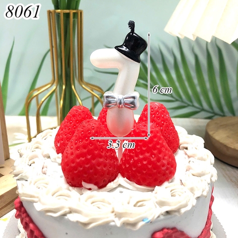 Nến số 7 Trắng mũ đen TQ
