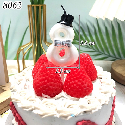 Nến số 8 Trắng mũ đen TQ