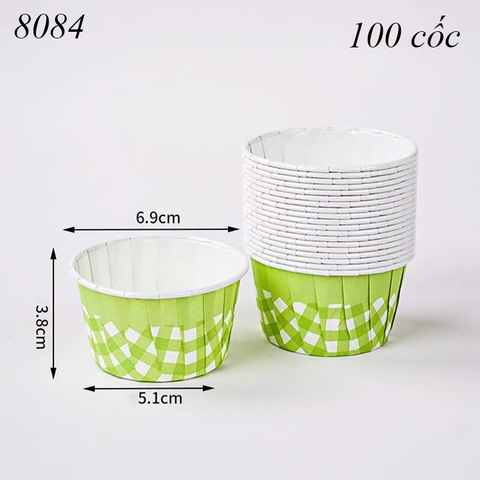 100 Cốc giấy caro màu xanh nõn chuối