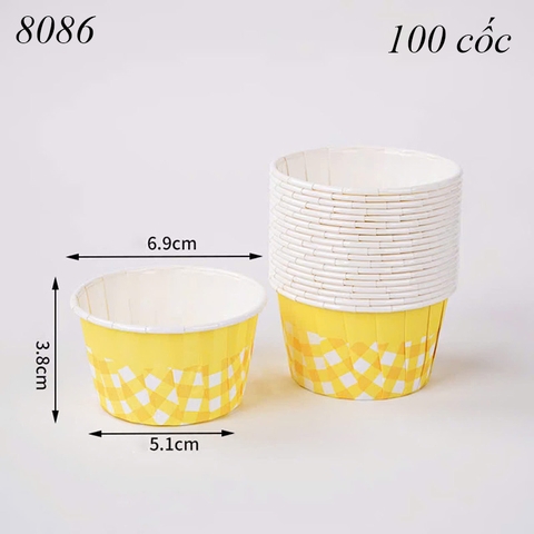 100 Cốc giấy caro màu vàng
