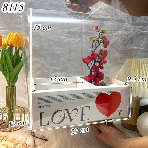 Hộp Love 2 ngăn Trắng kèm đế 16 loại dày HD