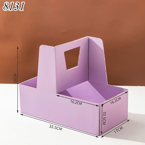 Hộp Giấy Quai Xách 2 Ngăn Tím + Hộp mica 16*16+Đế