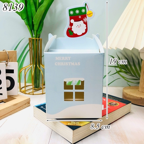 Hộp đựng quà Noel nắp cài Xanh Dương TP