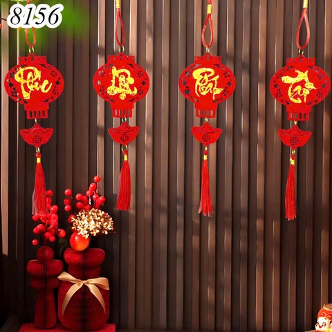 Tết-Set 4 dây treo lồng đèn 8*30cm TP