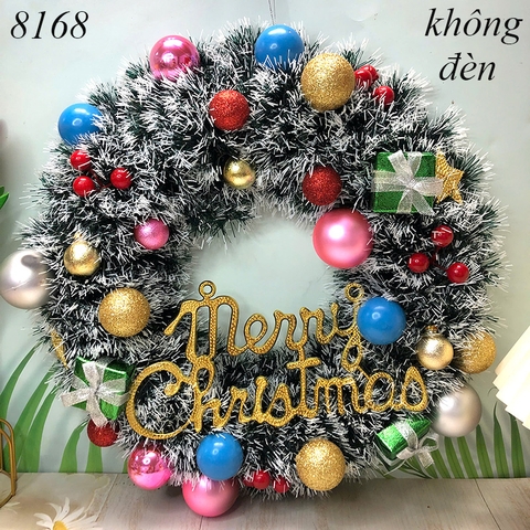 Vòng nguyệt quế noel Trắng hộp quà xanh lá (không đèn) TP