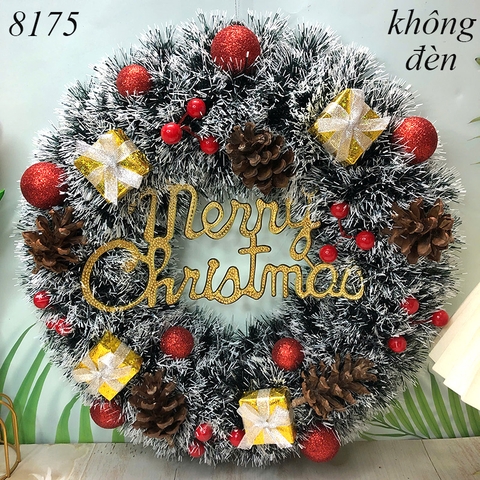 Vòng nguyệt quế noel Trắng hộp quà vàng (không đèn) TP