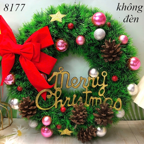 Vòng nguyệt quế noel Xanh nơ (không đèn) TP