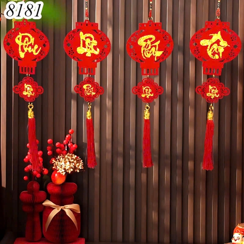 Tết-Set 4 dây treo 2 mặt hình lồng đèn 12*45cm TP