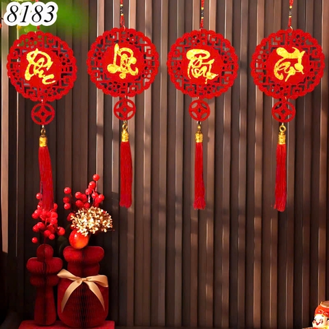 Tết-Set 4 dây treo 2 mặt hình tròn 12*37cm TP