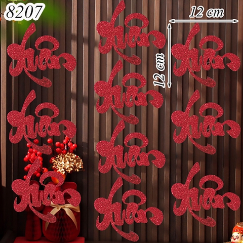 Tết-Set 10 chữ dán xốp đỏ 12cm-Xuân TP