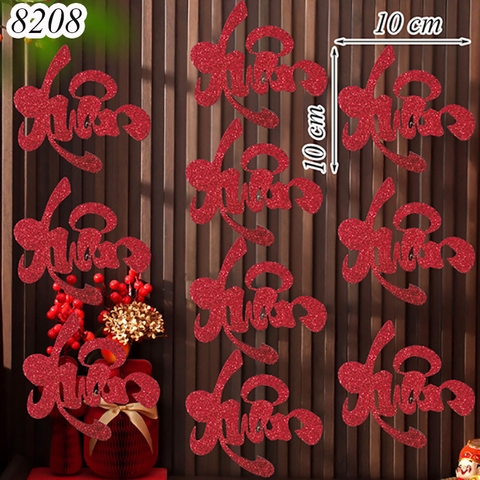 Tết-Set 10 chữ dán xốp đỏ 10cm-Xuân TP