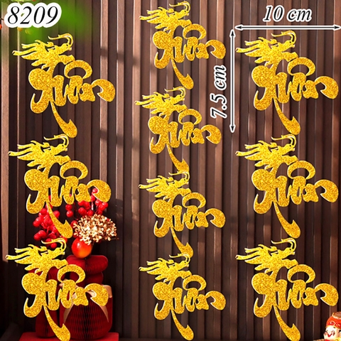 Tết-Set 10 chữ dán xốp vàng rồng phượng 10cm TP